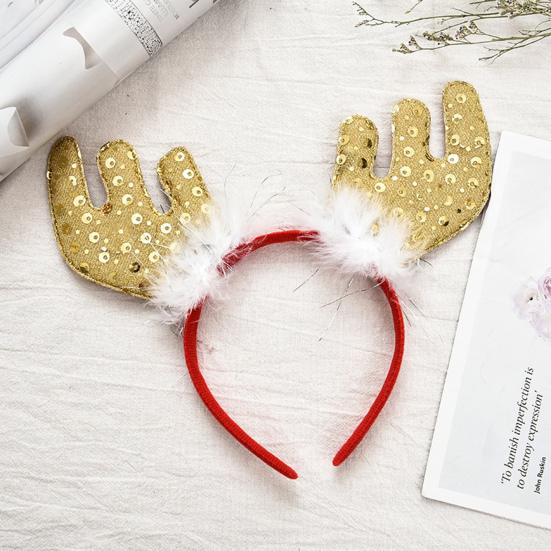 Aro para el pelo, decoración de astas, tocado elástico, decoración de astas de Papá Noel, aro para el pelo, accesorios para el cabello