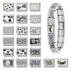 Fashion Personalized DIY Gray Color Italian Charm Bracelet Heart Cat Flower Skull Bead Fit 9mm Bracelet Stainless Steel Jewelry