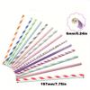 100-Pack 6mm Diameter, 197mm Length Pink Striped Paper Straws
