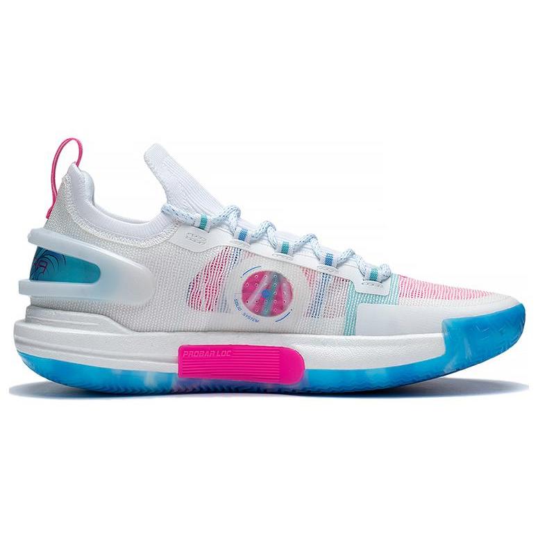 New LiNing Speed 9 Ultra Low Cushioning Anti Slip And Wear Resistant Low Top Basketball Shoes Men's White Blue Pink ABAT017-1