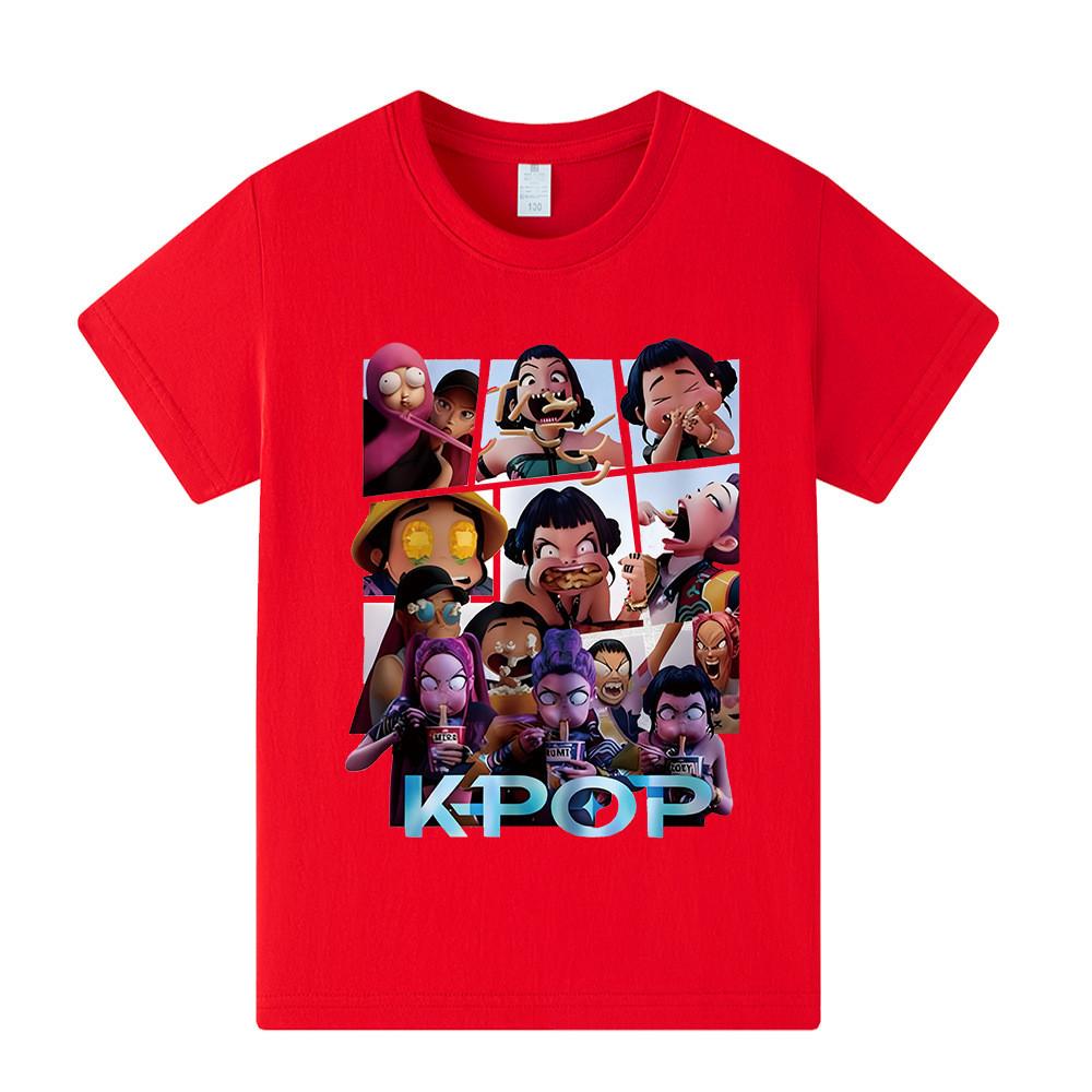 A1237 Kids Boys Girls Kpop Rumi Zoey Mira Print Short Sleeves T-shirt