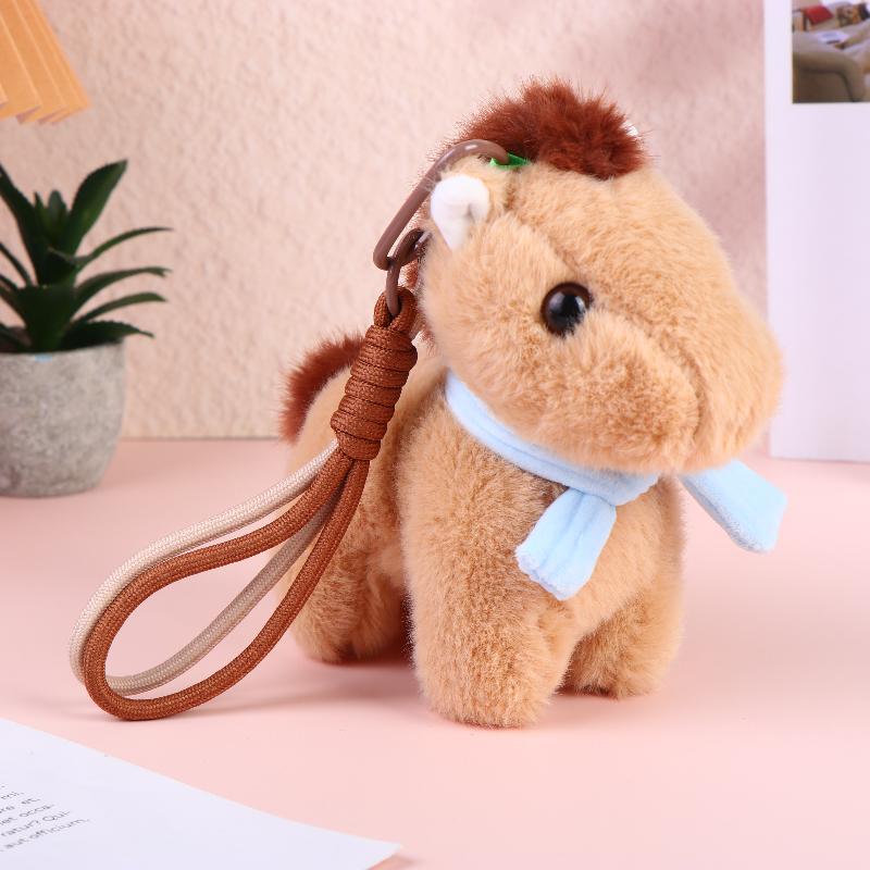 Cartoon Horse Stuffed Keychain Keyring Stuffed Pony Pendant Cute Soft Simulation Horse Keychain Room Decoration Doll