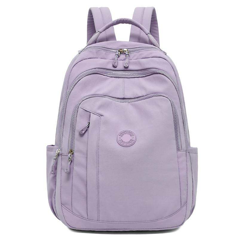 Women's Backpack Solid Color Nylon Backpack Large Capacity Water-repellent Student Schoolbag