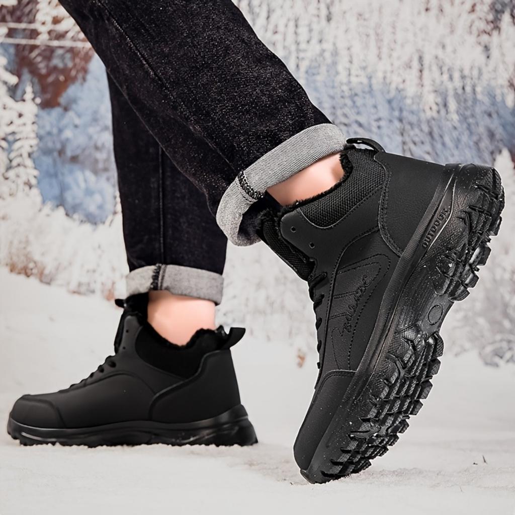 Men's Shoes Winter Thick and Cotton Mid High Top Casual Sports Shoes Warm Outdoor Shoes Lightweight and Non Slip Dad Shoes Walking Shoes