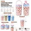 Dual Drinking Lid Insulated Water Bottle Leopard Print Portable Thermal Flask  School Use