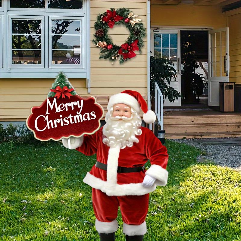 

1Pcs Santa Claus Garden Indoor And Outdoor 2D Acrylic Merry Christmas Sign Decor Wear Plug In Christmas Garden Flags For Outside 1PCS