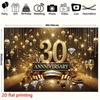 2D Elegant 30th Anniversary Backdrop, Gold & Black Diamond Celebration Banner