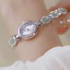 Oval Quartz Waterproof Wristwatch for Women Jade Bracelet Watch
