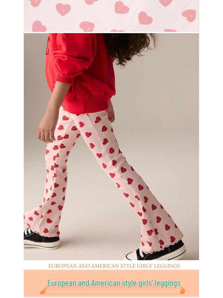 2026 Autumn Girls' Flared Pants & Matching Leggings Set - European and American Style