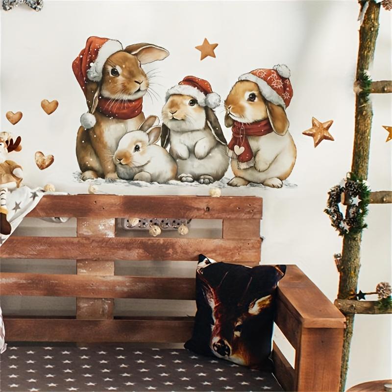 1pc Cute Rabbit Wall Stickers - Family, Self-Adhesive Removable Holiday Decals for Bedroom Living Room Background Walls