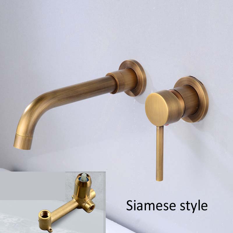 Modern Brass Wall Mounted Bathroom Basin Faucet Wall Sink Swivel Spout Bathtub Mixer Tap Crane Antique Bronze Finished