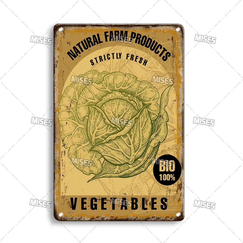 MISES Fruit And Vegetable Metal Poster Decorative Plate Kitchen Vintage Poster Home Bar Farm Industrial Decor Metal Tin Sign