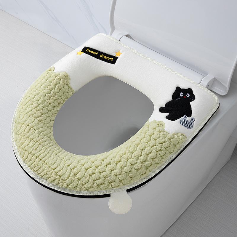 

Plush thickened zipper can be used in all seasons to keep warm autumn and winter toilet seat toilet seat cushion