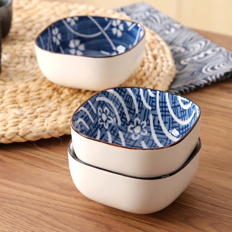 6Pcs Japanese Mini Ceramic Bowl Barbecue Dipping Dish Sashimi Sushi Soy Sauce Dishes Home Desktop Snack Fruit Dessert Plates