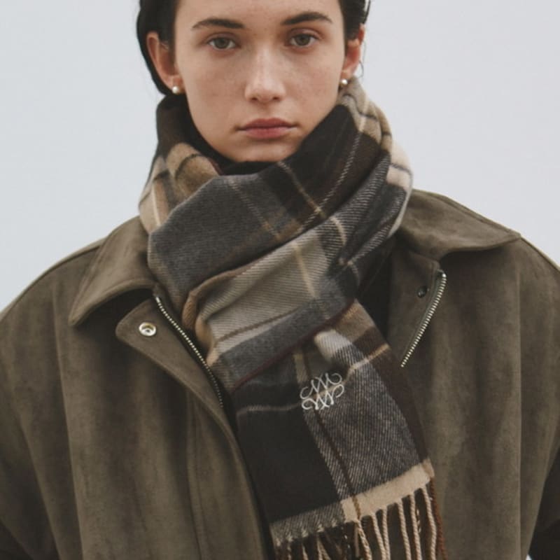 NICK&NICOLE NICOLE MIXED CHECK MUFFLER_BROWN