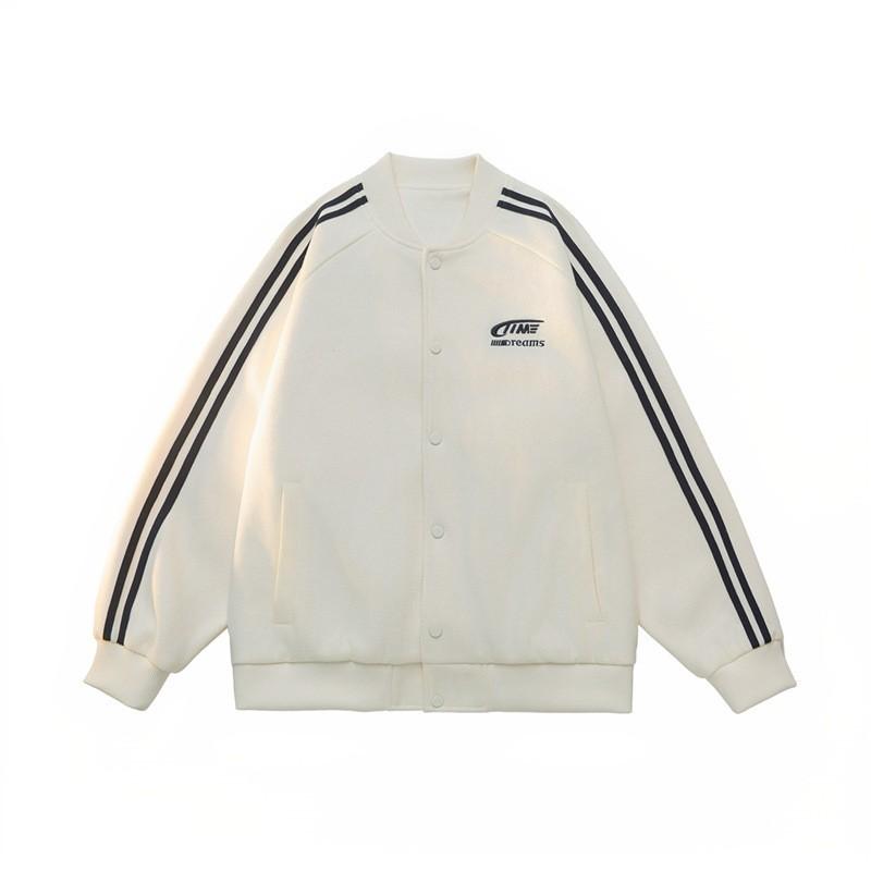 Dopamine Baseball Collar Jacket for Men and Women In The Same Style Spring and Autumn New Hong Kong Style Striped Couple Jacket