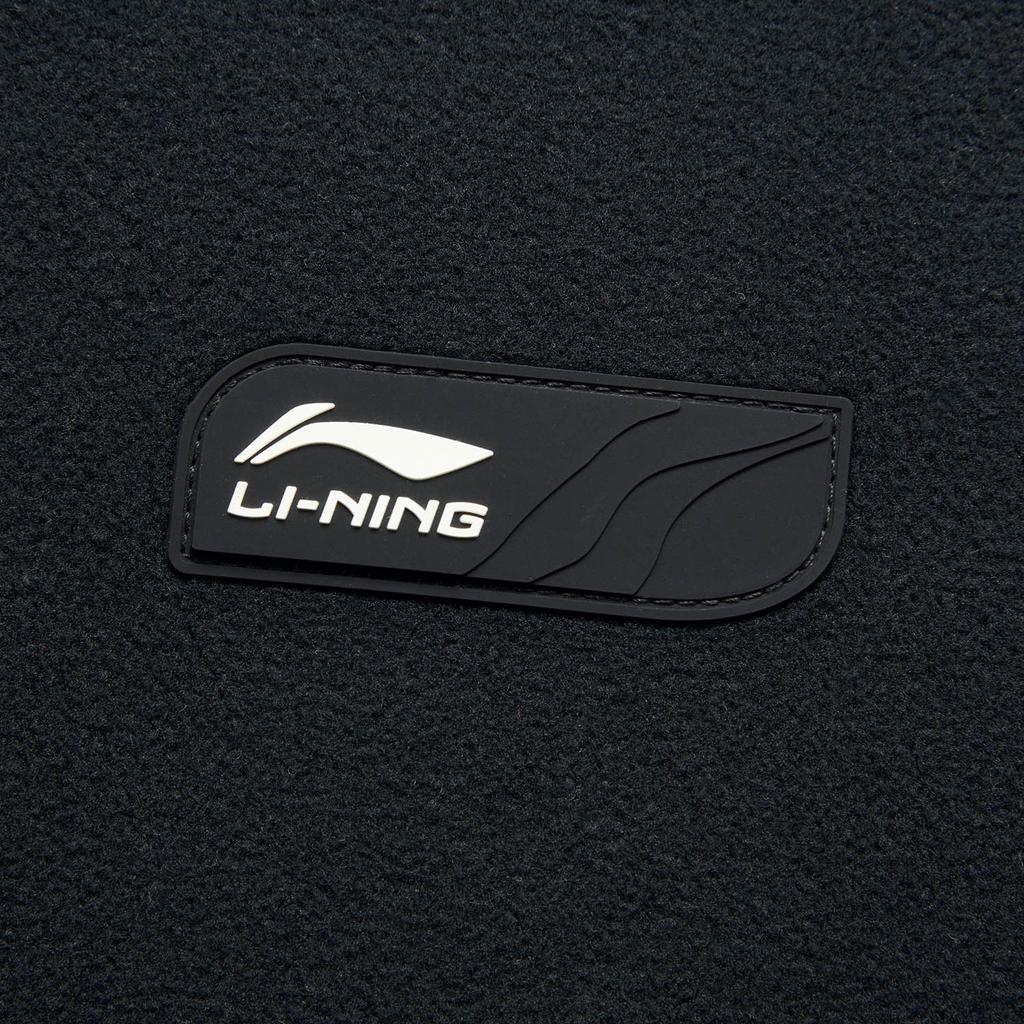 Li Ning Sports Lifestyle Series Round Neck Solid Color Fleece Warm Pullover Sweatshirt Men sweatshirt Black AWDU885-2