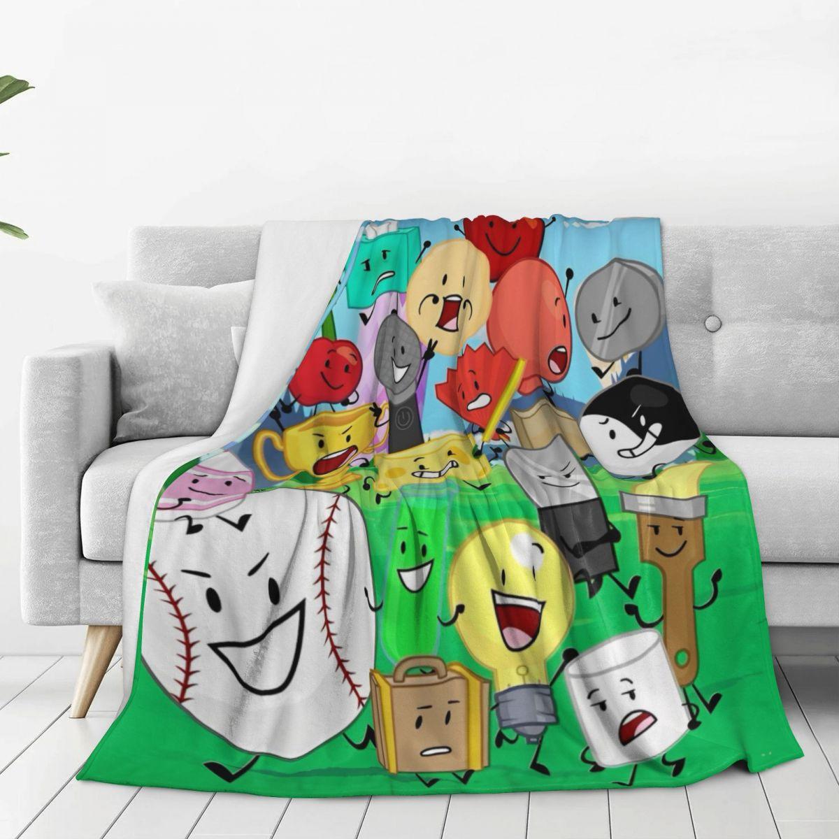 BFDI Inanimate Insanity Characters Blanket Quality Warm Soft Throw Blanket Spring Travel Office Home Decor Comfortable Bedspread 75cmx90cm