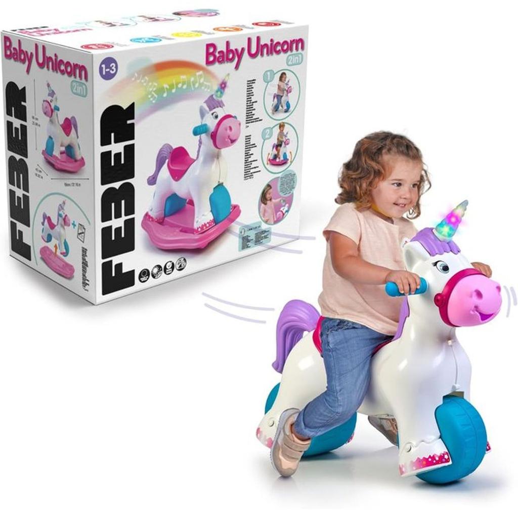Trotteur 2-en-1 Licorne - FEBER - Baby Unicorn - Avec sons et lumieres - Des 12 mois
