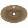 Luxury Wash Basin with Overflow Oval Matte Cream 58.5 X 39 Cm Ceramic