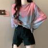 Sommer Gradient Batik Sonnenschutz T-Shirt Überwurf Reiner Wunsch Stil Durchsichtig Kurz Vielseitiges Oberteil