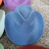 New Blue Suede Hat 7.5Cm Western Cowboy Women'S Fedora Hat Men'S Church Jazz Hat Fashion Travel Party Hat Denim Hat