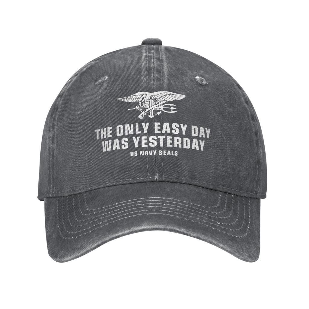 Summer The Only Easy Day Was Yesterday US Navy Seals Baseball Cap Sun Washed Hip Hop Hats Unisex-Teens Outdoor Gym Baseball Caps