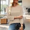 Women's Fashion 7/10 Sleeve  Knit Solid Color Casual Top