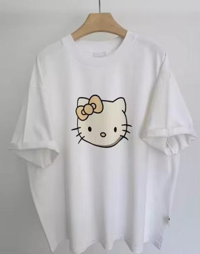 2026 New  Hello Kitty Pattern Printed Top Couple Trendy Loose Comfortable summer Womens loose Tshirt S