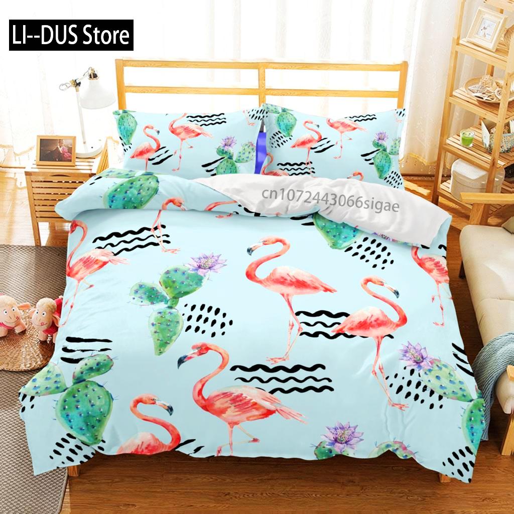 Rosa Flamingo Bettwäsche Set Einzelbett Twin Full Queen King Size Flamingo Bett Set Aldult Kinder Schlafzimmer Bettbezug Sets 3D Druck 012