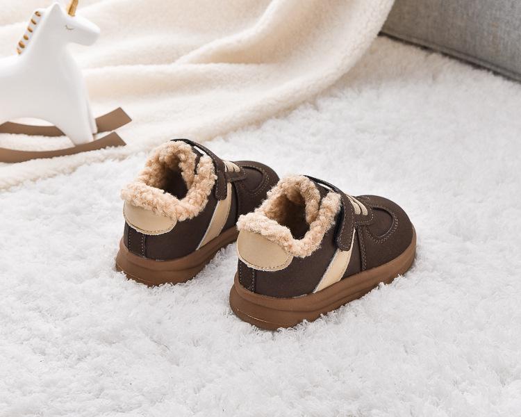 Kids' Fleece-lined Skate Shoes 2025: Boys' & Girls' Fashionable Autumn/Winter Lambswool & Cotton Casual Footwear