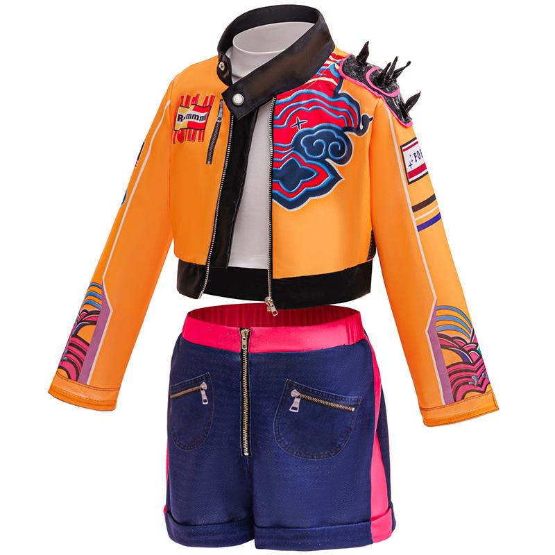 New Halloween Costume Girl Street Dance Set Embroidered Top+shorts Set Hip-hop Dance Stage Performance Set