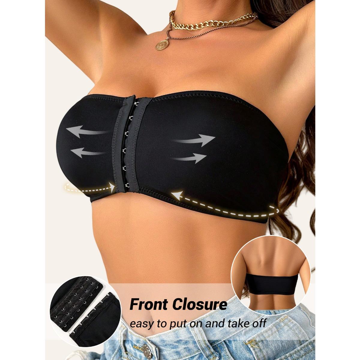 

Бесшовный бюстгальтер-футляр без бретелек со съемными подушечками - дышащий, высокоэластичный нейлоновый смесовый женский | Отлично подходит для повседневной носки и йоги, яркие цвета XL чёрный