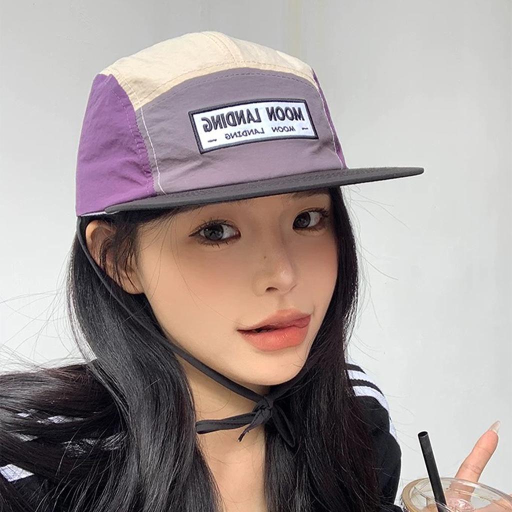 Breathable Plaid Sunshade Windproof Rope Hip Hop Caps Versatile Flat Eave New Unisex Quick Dry Letter Baseball Color Block Hats