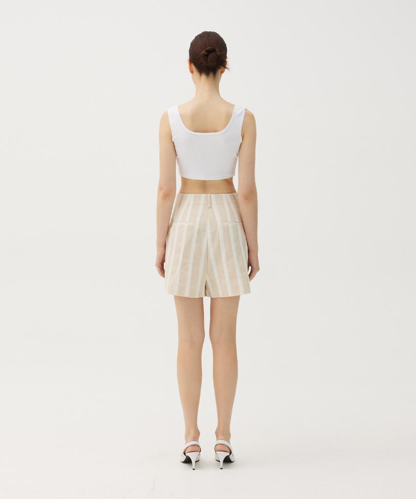 Meuameu Linen Pin Tuck Shorts