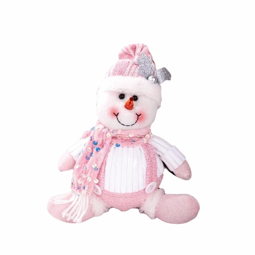 Pink Glitter Christmas Decorations Figurine Design Pendant Style Santa Claus Ornament Ornament Shape Glitter Finish