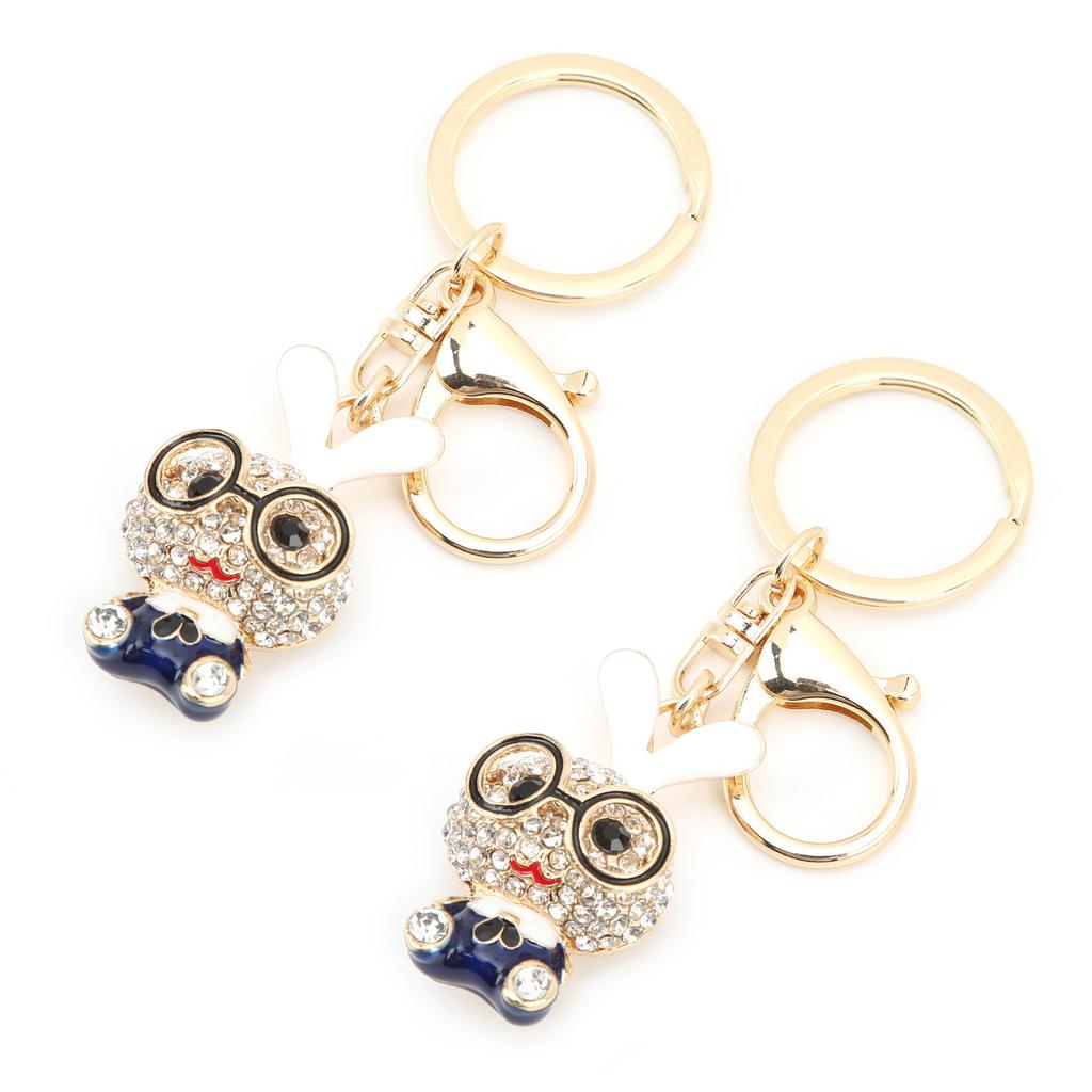 2pcs Keychain Pendants Cute Bunny Shape Rhinestone Ornaments Accessories for Keychains Bag Decoration Gift