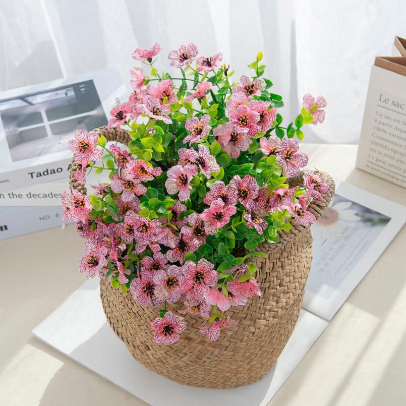 1 Stück künstliche Plastikkirschblüten Seidenmargeriten Weihnachtsdekorationen Vase Haus Garten Party Hochzeit Eukalyptus-Pflanzen Basteln