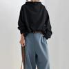 Women Loose Mock Neck Pullover Sweatshirt Solid Color Casual Style