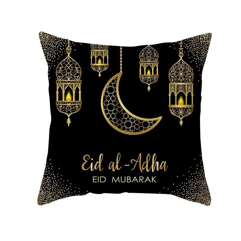 Islamic Eid Mubarak Decorative Pillowcase Home Decor Sofa Cushion Cover Ramadan Cotton Mosque Muslim Pillowcase 45X45CM