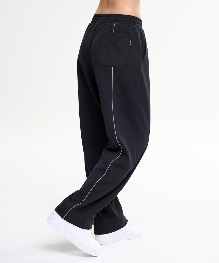 Leijibi Giant Fit Line Track Pants Wide Gymwear Training Workout Wear Elastic Waist Pants W Black 2