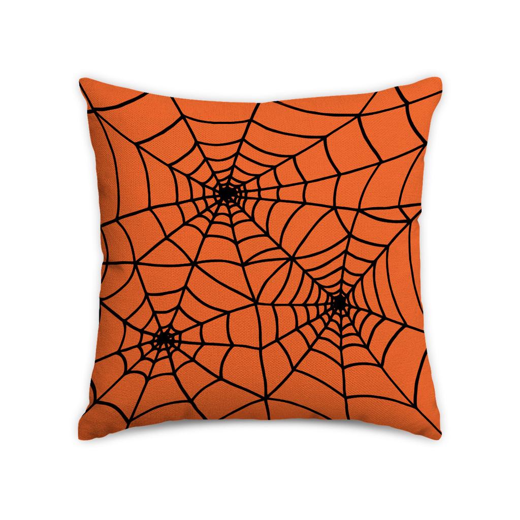 1pc Halloween Cushion Cover with Castle Web Witch Ghost Pattern Pillowcase for Festival Living Room Bedroom Decoration 45x45cm