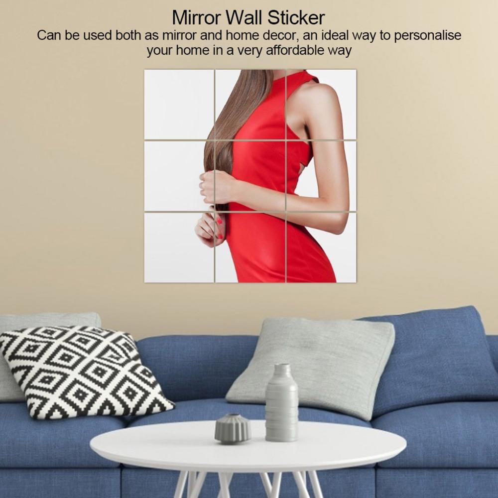 16pcs Sliver Self-adhesive Wall Mirror PVC Flexible Mirror Sheet  Home Renovation
