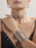 Oumaijia Edelstahl Drahtumwickter Choker & Offener Armreif - Europäischer & Amerikanischer Punk-Stil Schmuck