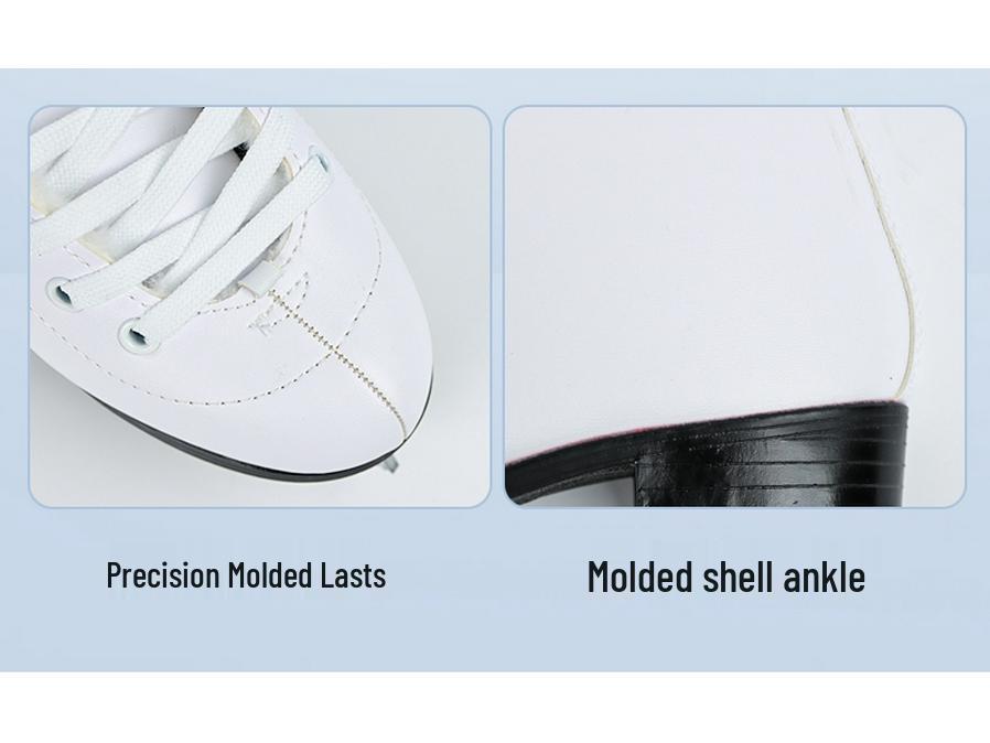 Patină de gheață PVC cu blană albă pentru patinaj artistic