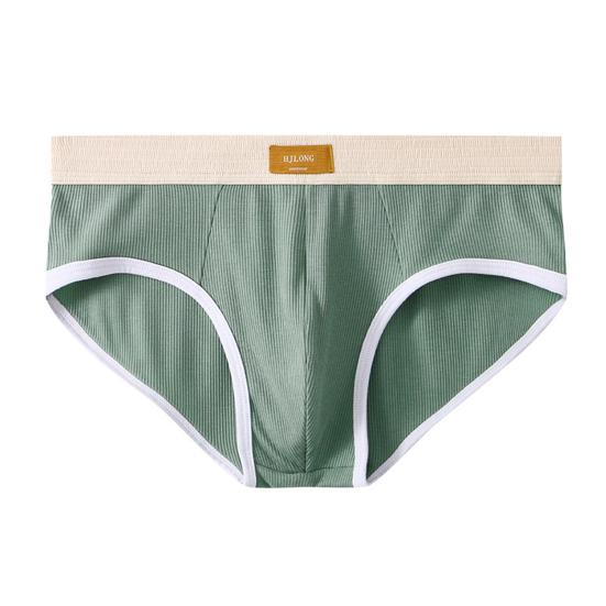 

Мужские трусы средней посадки с эластичной талией, цветные ребристые трусы с U-образным вырезом и треугольным узором, нижнее белье для повседневной носки L серый/зелёный