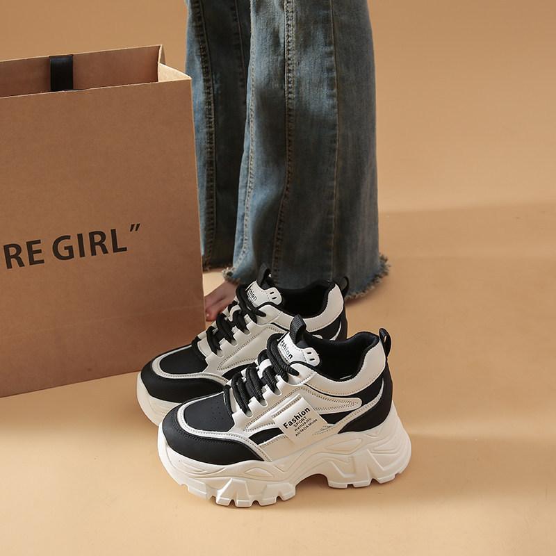 

22. New spring and autumn muffin thick-soled daddy shoes small height increase casual shoes 40 чорний