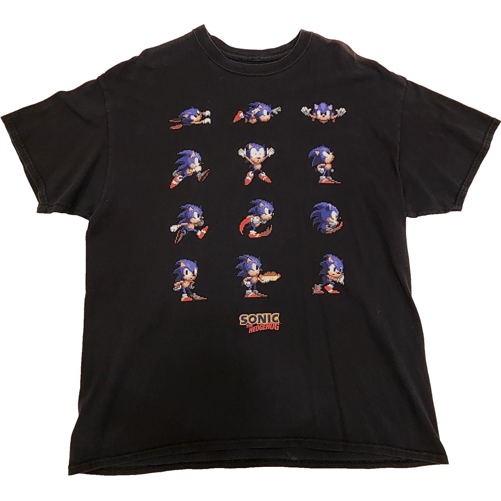 Sonic The Hedgehog T Shirt Adult Size XL Cotton Graphic Print SS Tee Black Unisex T-Shirt XXL