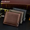MenBense Men's Fashionable Short Leather Wallet with Iron Edge Card Holder