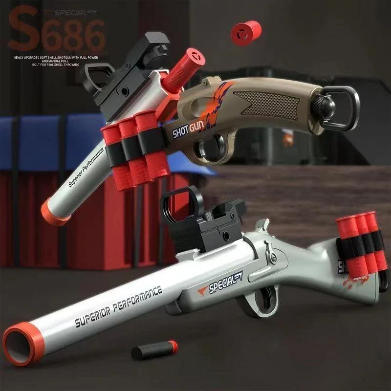 S686 Spray Shell Soft Bullet Gun Toy Throwing Shell Airsoft Launcher Outdoor Sports Cs Game For Children Birthday Gift